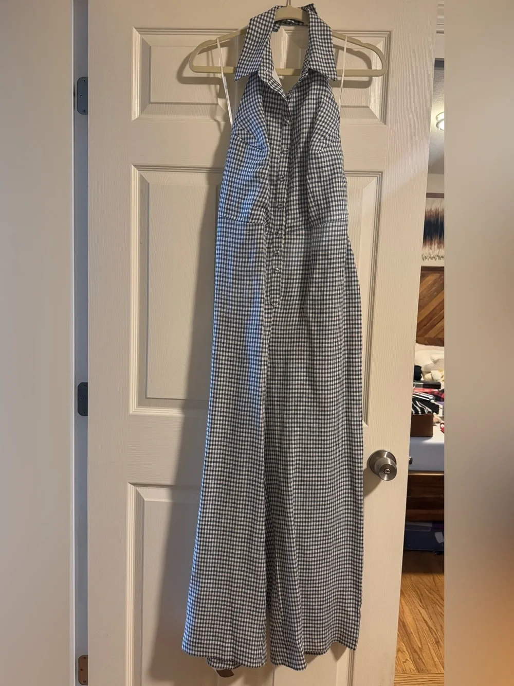Reformation Ryan Linen Gingham Halter Jumpsuit NWT